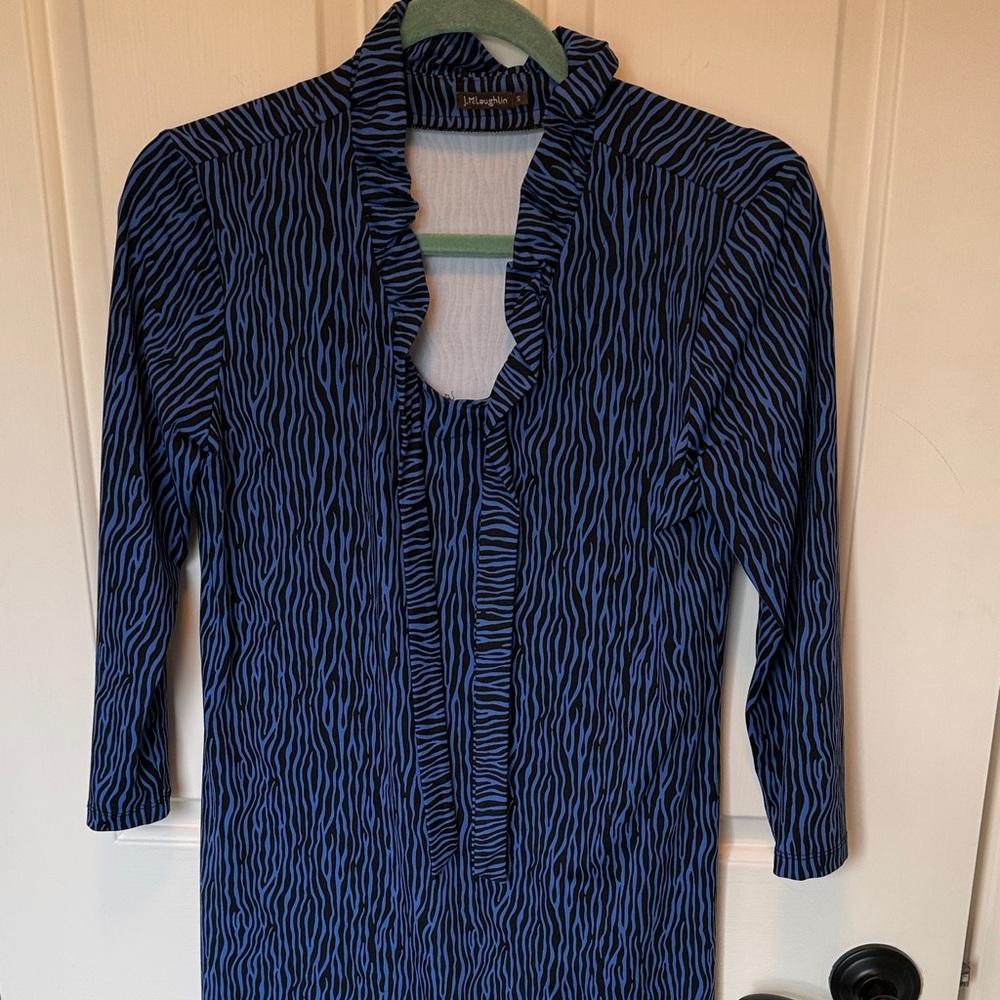 J. McLaughlin Zebra Stripe Dress in Blue and Black